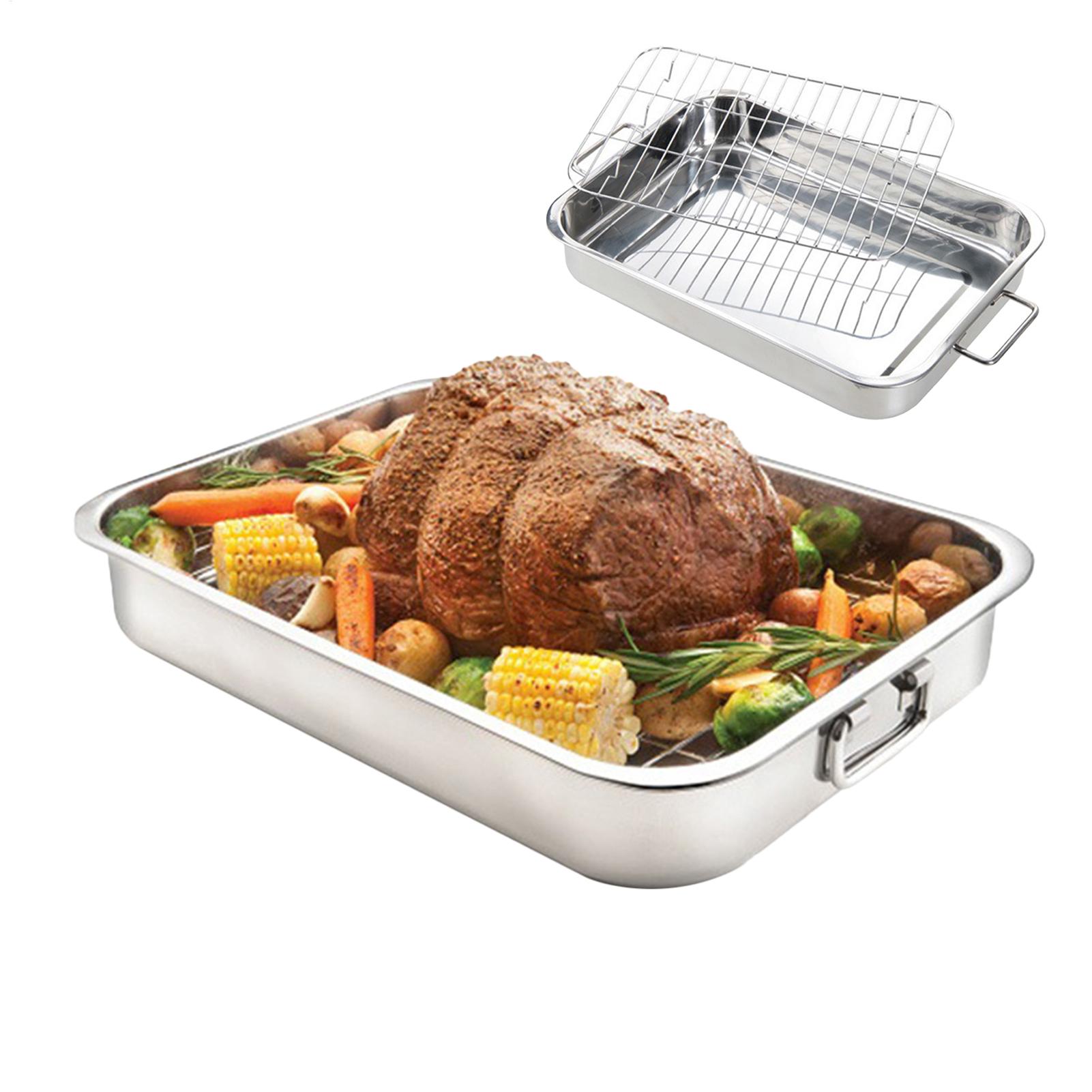Home Cooking Utensils - 42cm Roasting Pan With Rack Stainless