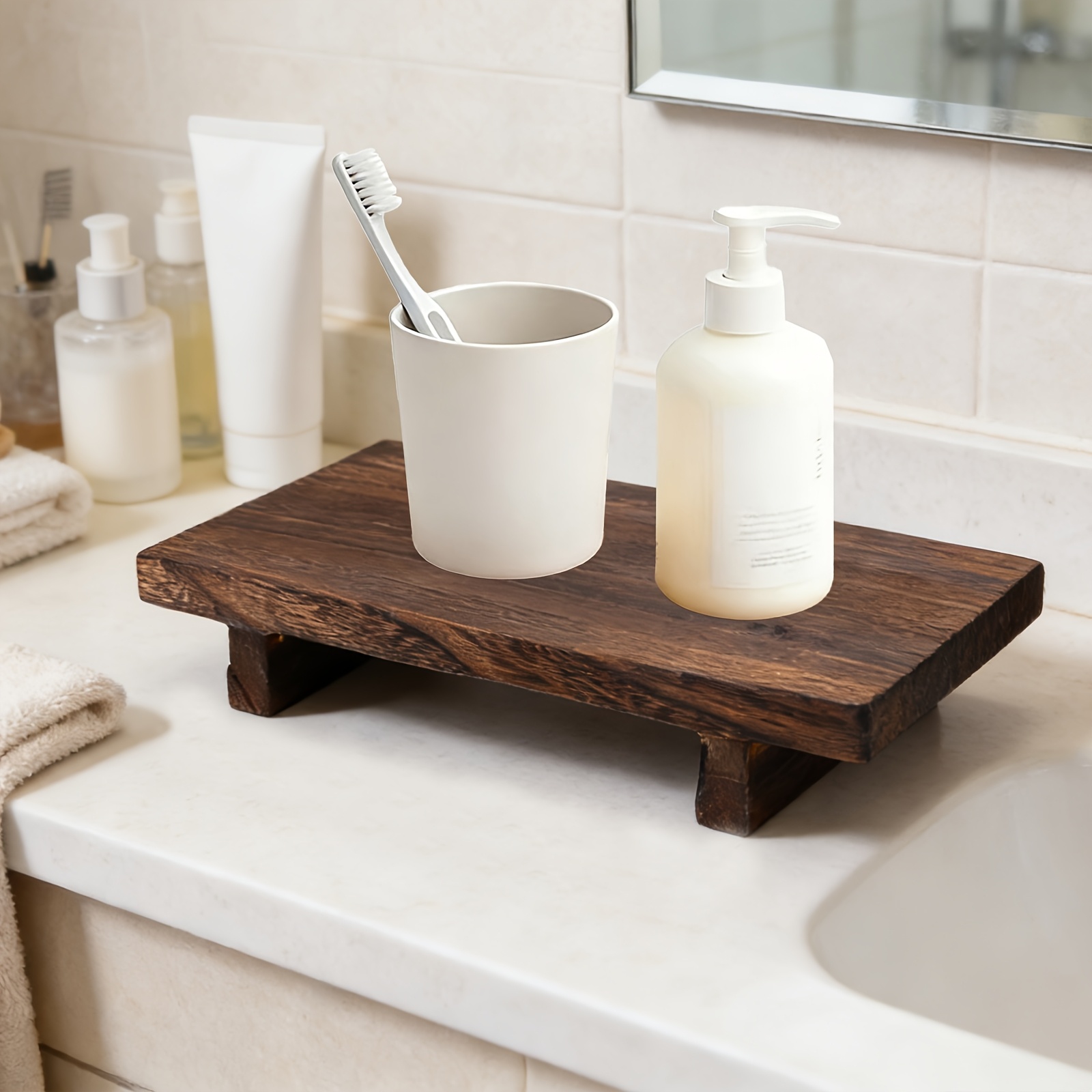 Home Cooking Recipes - Vintage Wooden Decorative Tray, Elegant Storage