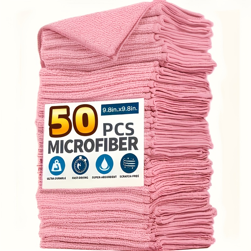 Home Cooking Utensils - 1-50Pcs Light Pink Microfiber Kitchen Towels