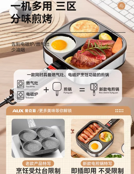 3-in-1 Non-Stick Frying Pan, E - đánh giá và giá Home Cooking Steak