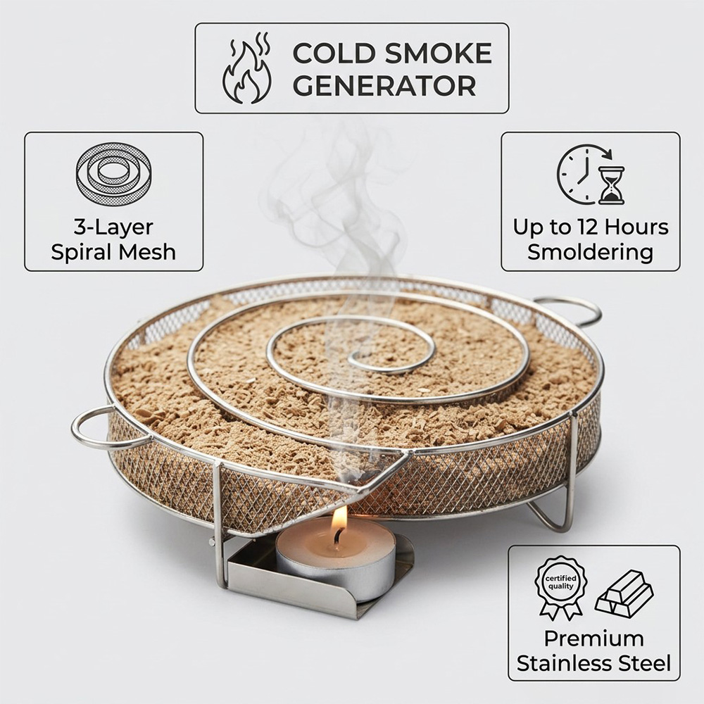 Round Stainless Steel Smoking  - đánh giá và giá Smoker Box Wood Chip