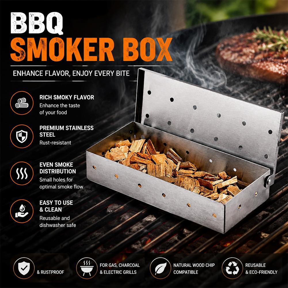 Stainless Steel BBQ Smoker Box - đánh giá và giá Smoker Box Wood Chip