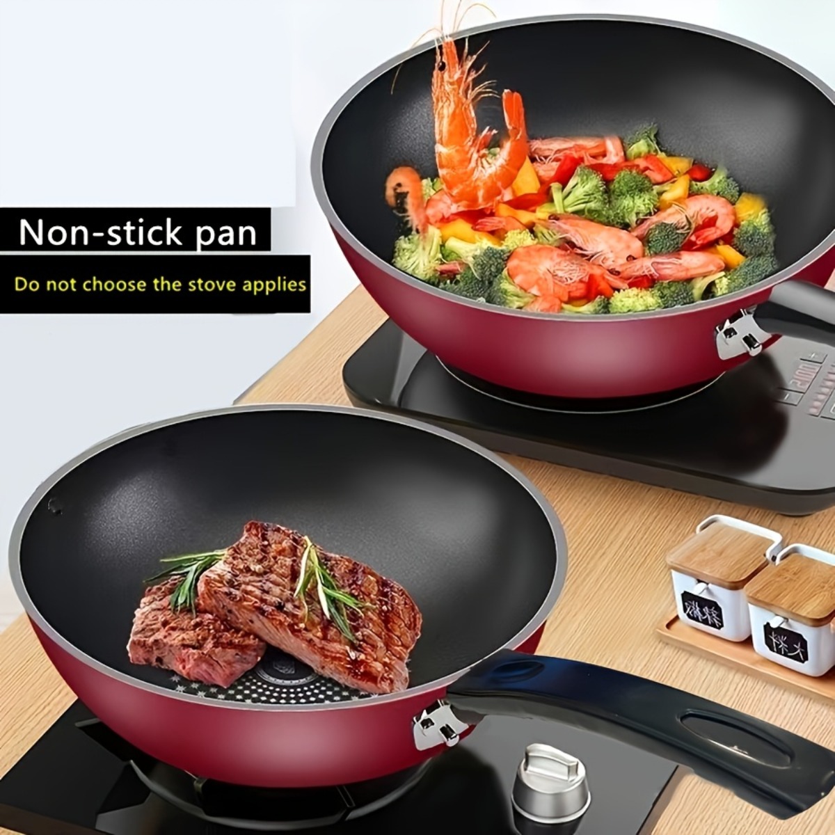 Nonstick Stir Fry Pan Flat Bot - đánh giá và giá Home Cooking Steak