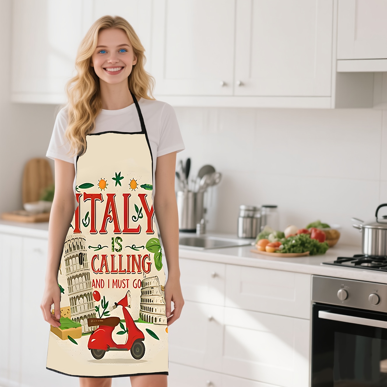 1 Piece Italian-Themed Apron,  - đánh giá và giá Home Cooking In Italian